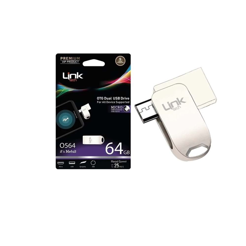 Linktech O564 Premium Dual 25mb/s 64GB Mikro USB OTG Flash Bellek