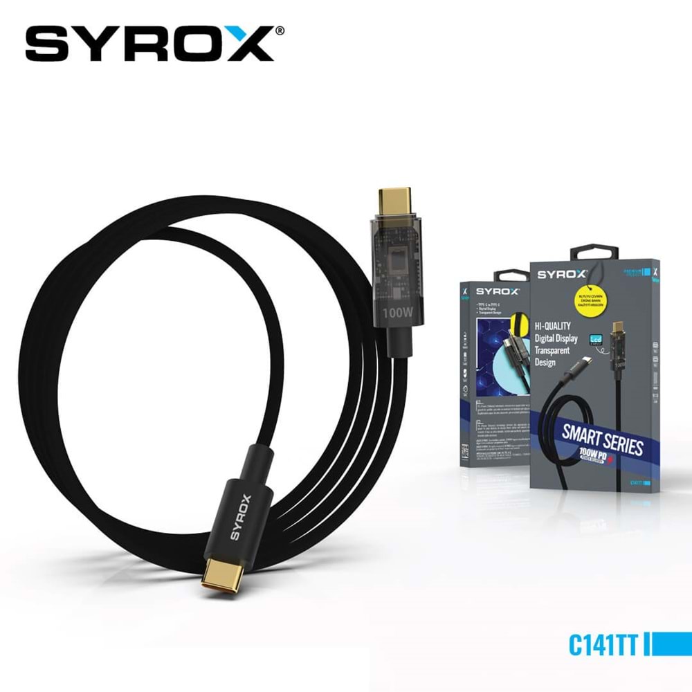 Syrox C141TT 100W Type-C to Type-C Şarj Kablosu