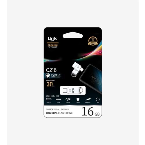 Linktech C216 Premium Dual 30mb/s 16GB Tip-C USB OTG Flash Bellek